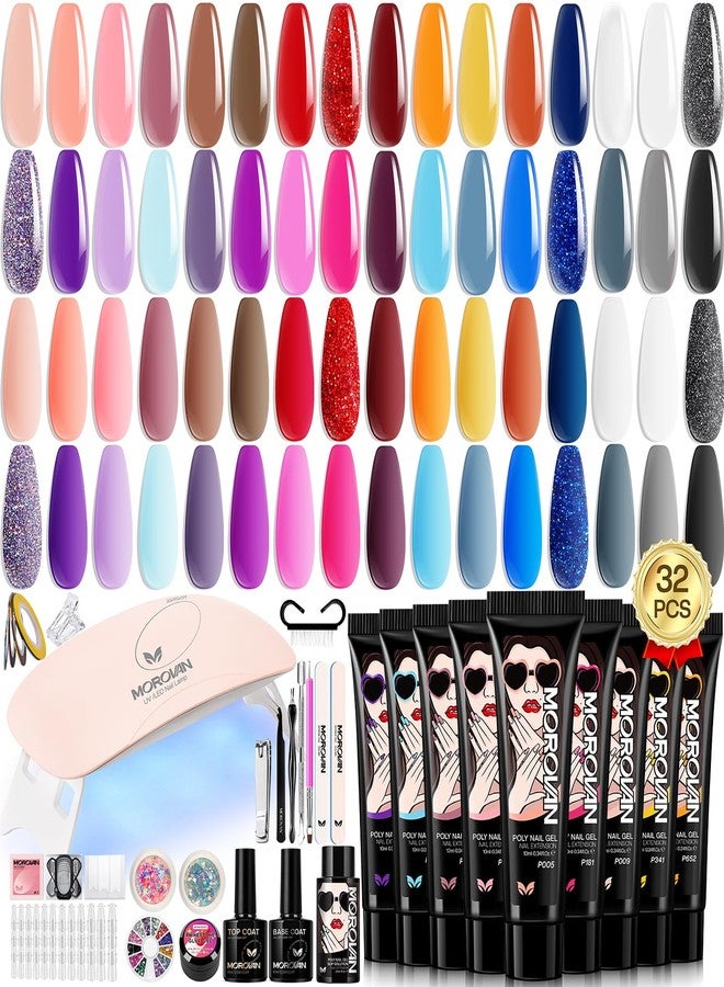 morovan Poly Gel Nail Kit for Beginners: 32 Colors Gel Extension Nail Set with U V Lights for Starter DIY Nail Art Extension at Home Gifts for Ladies & Girls - Image 1